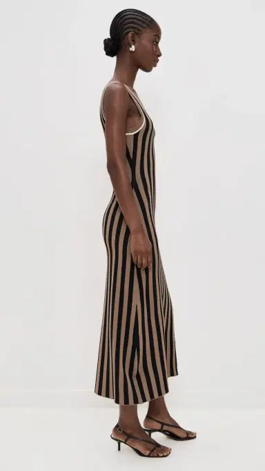 LE BOP Striped Jacquard Dress Chocolate/Black | Thumbnail 4