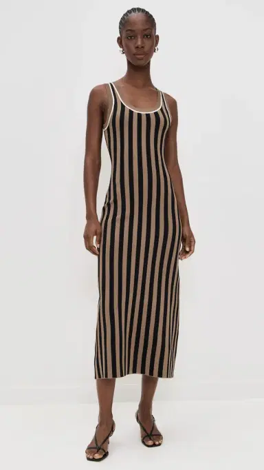LE BOP Striped Jacquard Dress Chocolate/Black | Thumbnail 5