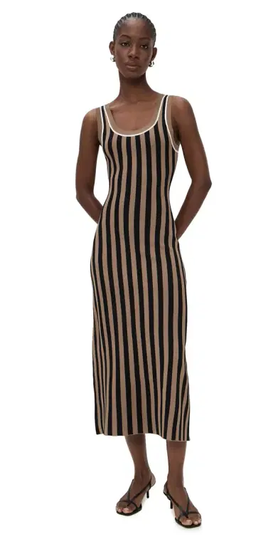 LE BOP Striped Jacquard Dress Chocolate/Black | Thumbnail 1