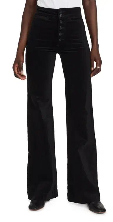 Askk NY Brighton Velvet Wide Leg Pants Black Velvet 32 | Thumbnail 1