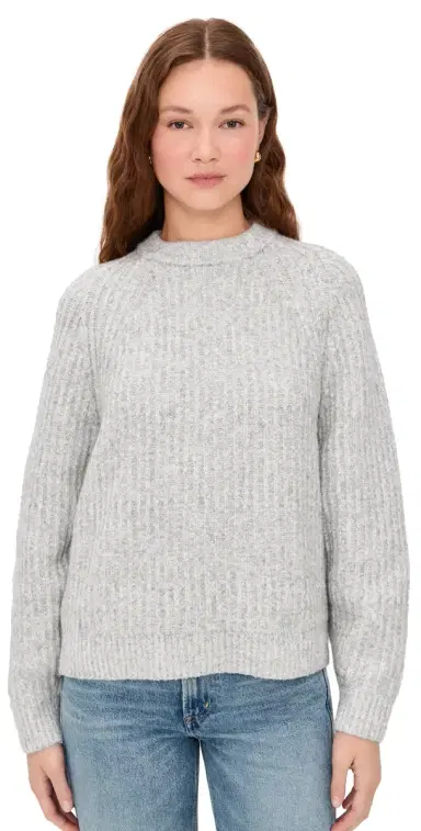 Madewell Ribbed Cotton-Blend Sweater Heather Grey | Thumbnail 1 Madewell Ribbed Cotton-Blend Sweater Heather Grey | Thumbnail 1