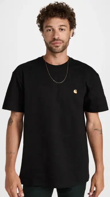 Carhartt WIP Short Sleeve Chase T-Shirt Black/Gold | Thumbnail 2 Carhartt WIP Short Sleeve Chase T-Shirt Black/Gold | Thumbnail 2