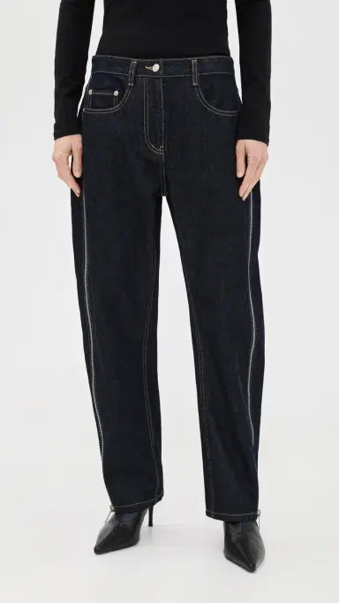 3.1 Phillip Lim Denim Curved Petite Jeans With Zippers Dark Indigo | Thumbnail 2 3.1 Phillip Lim Denim Curved Petite Jeans With Zippers Dark Indigo | Thumbnail 2