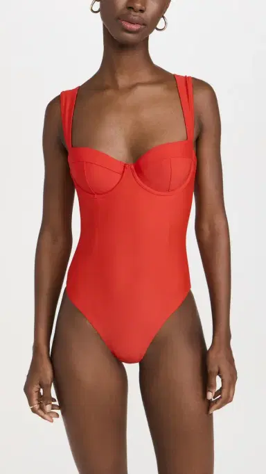 Simkhai Kyle Bustier One Piece Fiery Red S | Thumbnail 5