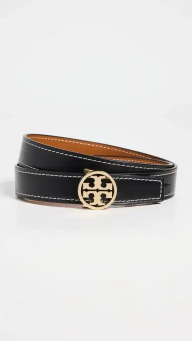Tory Burch Miller Smooth Reversible Belt 1 Black/Whiskey S | Thumbnail 2