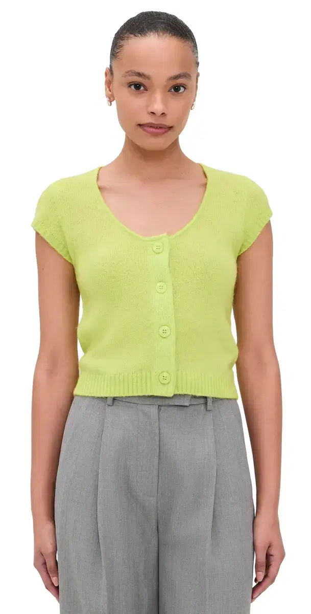 Chelski Alpaca Mix Knitted Top Lime