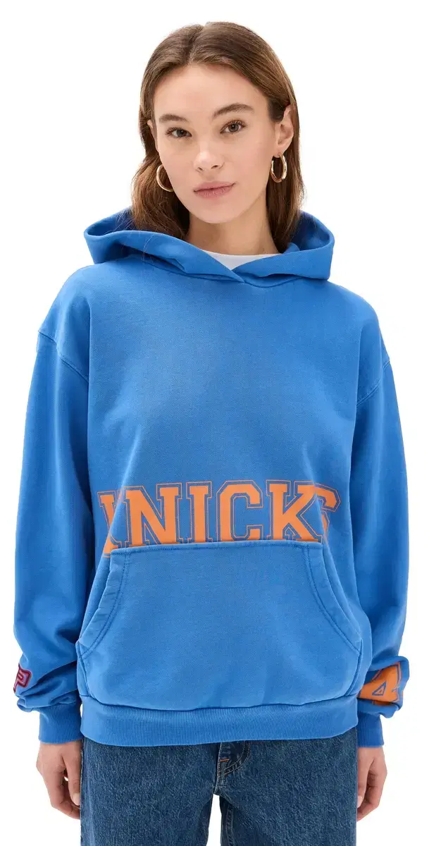 NY Knicks Team Crew Hoodie Blue Pigment Dyed