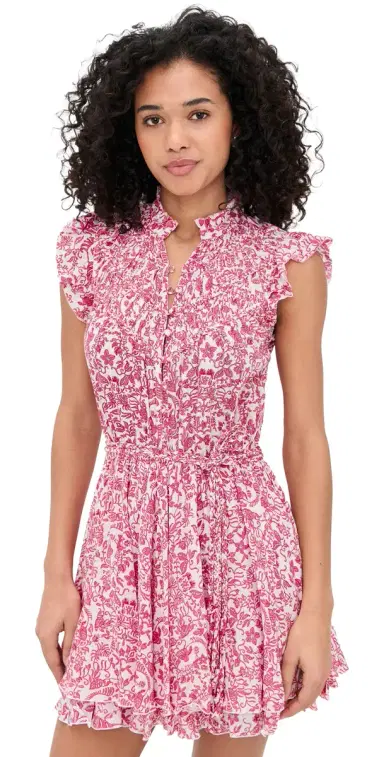 Poupette St Barth Callie Mini Dress Pink Tiare | Thumbnail 1 Poupette St Barth Callie Mini Dress Pink Tiare | Thumbnail 1