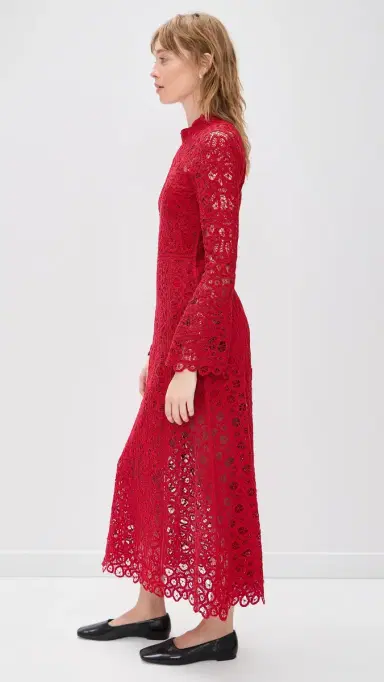 Sea Adelina Battenberg Lace Long Sleeve Dress Red | Thumbnail 4 Sea Adelina Battenberg Lace Long Sleeve Dress Red | Thumbnail 4