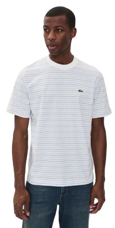 Lacoste Striped Tee Phoenix Blue/Flour | Thumbnail 1 Lacoste Striped Tee Phoenix Blue/Flour | Thumbnail 1