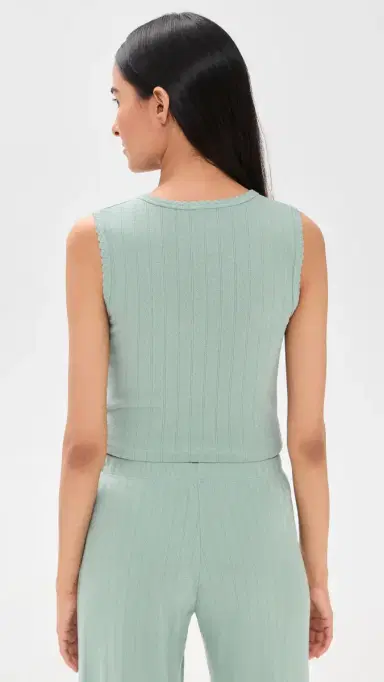 LESET Pointelle Crew Tank Eucalyptus M | Thumbnail 3
