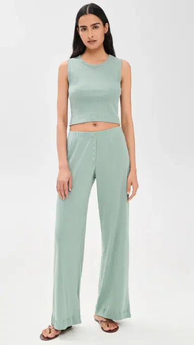 LESET Pointelle Crew Tank Eucalyptus M | Thumbnail 5