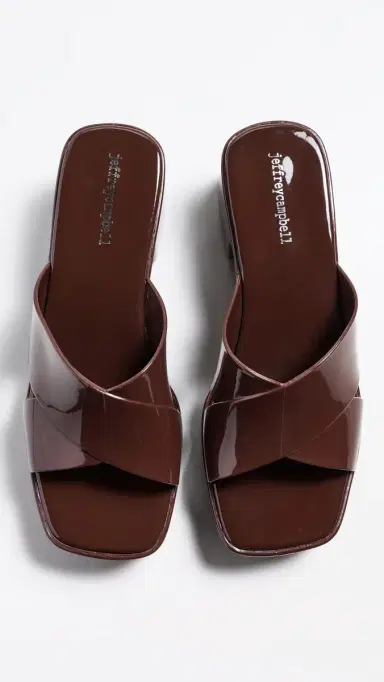 Jeffrey Campbell Bubblegum Jelly Block Sandals Chocolate Shiny | Thumbnail 5