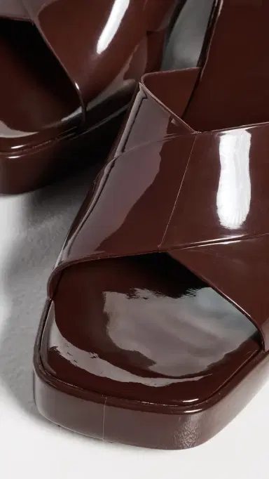 Jeffrey Campbell Bubblegum Jelly Block Sandals Chocolate Shiny | Thumbnail 6