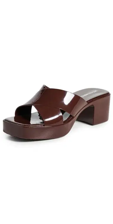 Jeffrey Campbell Bubblegum Jelly Block Sandals Chocolate Shiny | Thumbnail 1