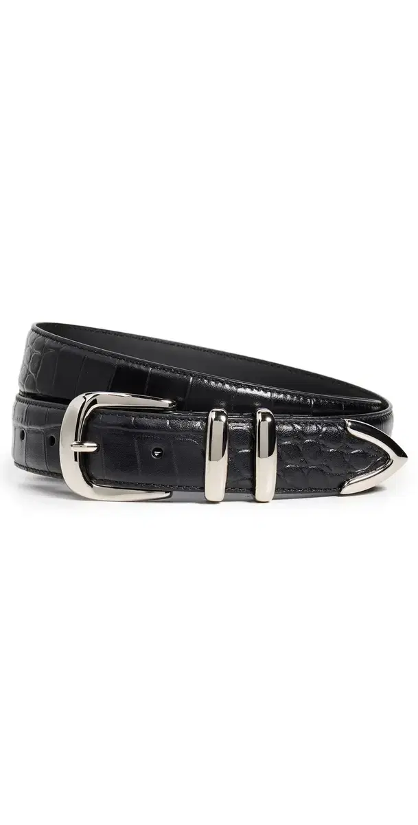 Favorite Daughter The Jordan Croc Embossed Belt Black/Nickel