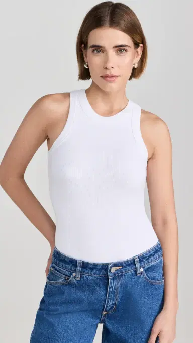 Ambitionist Ali Ribbed Racer Tank Thong Bodysuit White L | Thumbnail 2 Ambitionist Ali Ribbed Racer Tank Thong Bodysuit White L | Thumbnail 2