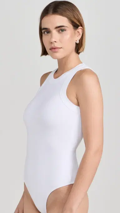 Ambitionist Ali Ribbed Racer Tank Thong Bodysuit White L | Thumbnail 4 Ambitionist Ali Ribbed Racer Tank Thong Bodysuit White L | Thumbnail 4