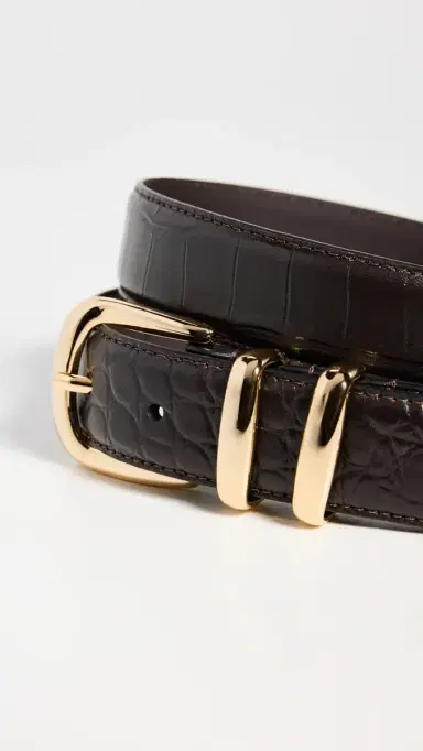 Favorite Daughter The Jordan Croc Embossed Belt Dk. Brown/Gold | Thumbnail 5