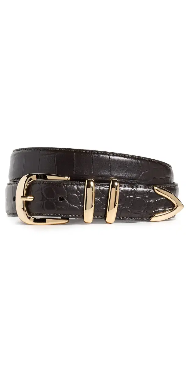 Favorite Daughter The Jordan Croc Embossed Belt Dk. Brown/Gold