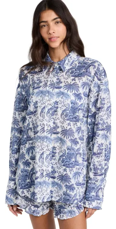 Staud Colton Top Blue Toile L | Thumbnail 1