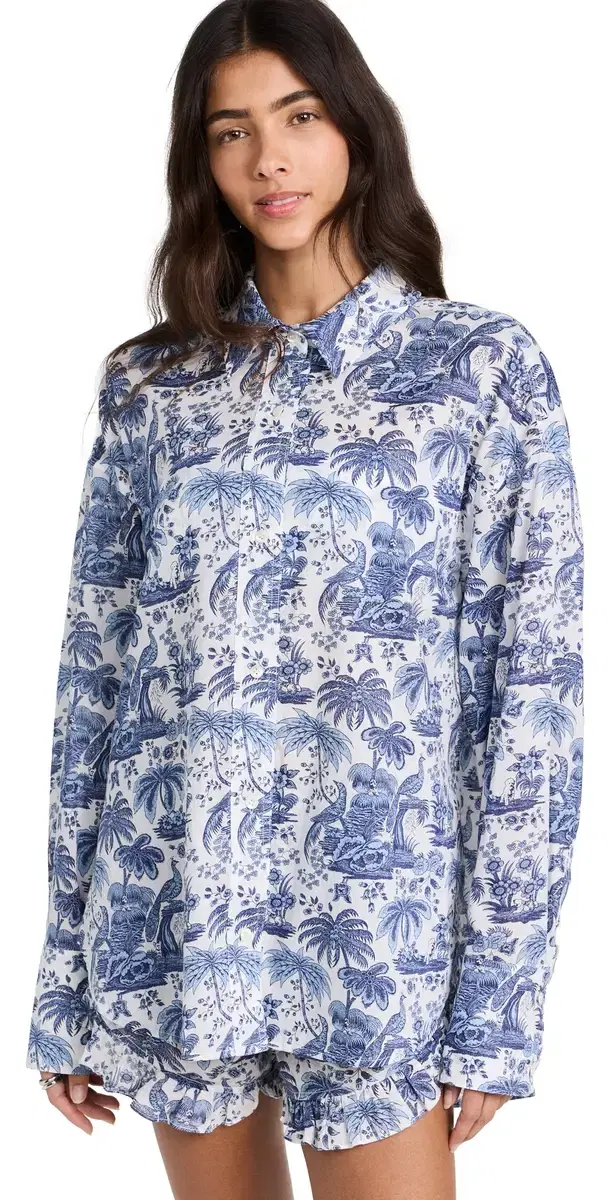 STAUD Colton Top Blue Toile