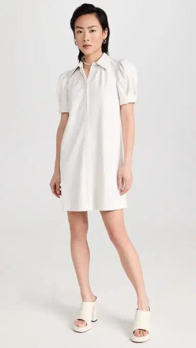 Alice + Olivia Jem Vegan Leather Dress Off White L | Thumbnail 2