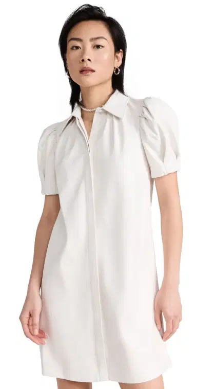 Alice + Olivia Jem Vegan Leather Dress Off White L | Thumbnail 1
