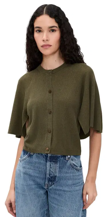 Frame The Flounce Sweater Military Green | Thumbnail 1