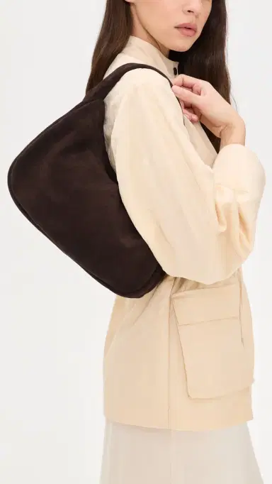 St. Agni Suede Large Bon Bon Bag Coffee One Size | Thumbnail 3
