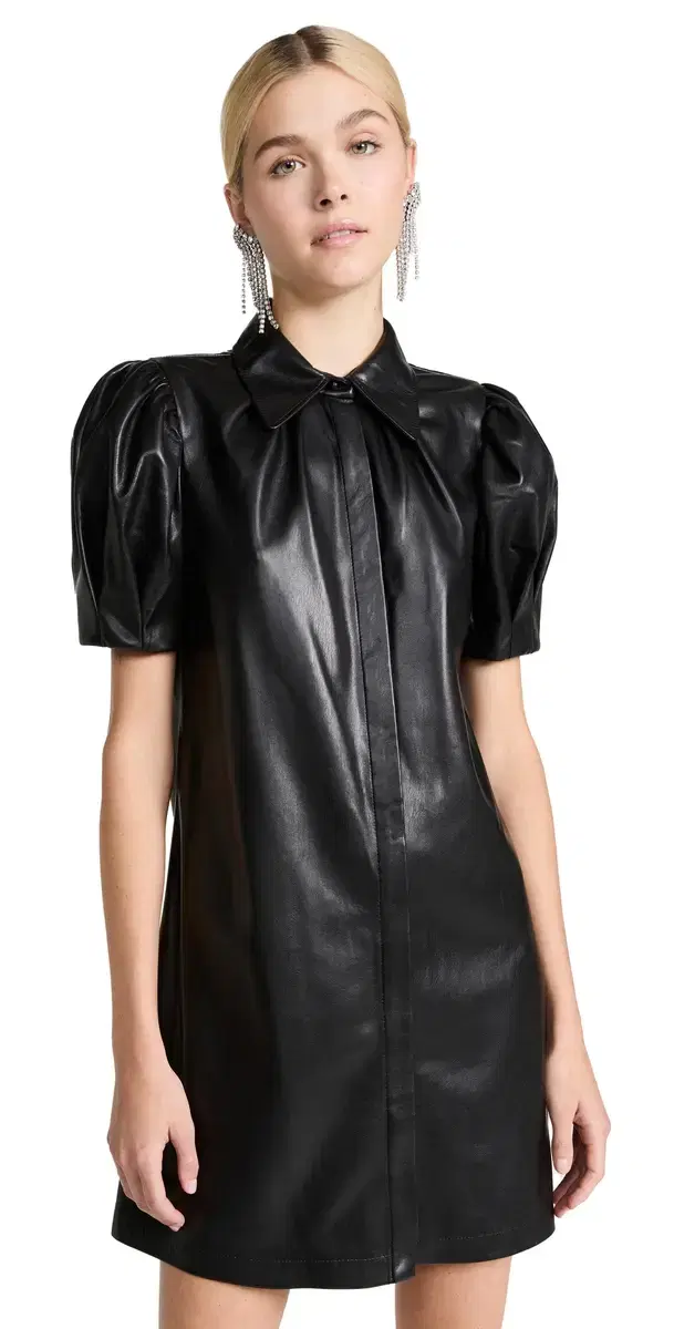 ALICE + OLIVIA Jem Vegan Leather Dress Black