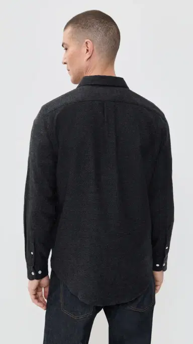 Portuguese Flannel Teca 2.0 Brushed Flannel Button Down Shirt Grey | Thumbnail 3