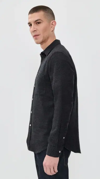 Portuguese Flannel Teca 2.0 Brushed Flannel Button Down Shirt Grey | Thumbnail 4