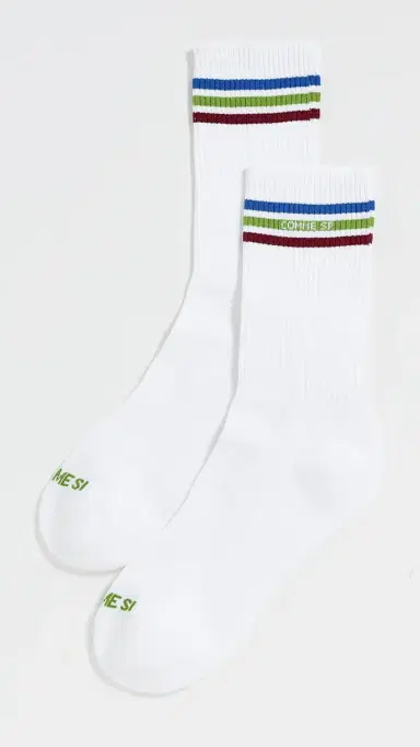 Comme Si The Tennis Socks White w/ Multi 43-46 | Thumbnail 2