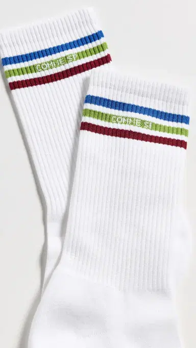 Comme Si The Tennis Socks White w/ Multi 43-46 | Thumbnail 3