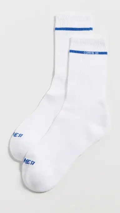 Comme Si The Tennis Socks White w/ Royal Blue 43-46 | Thumbnail 2