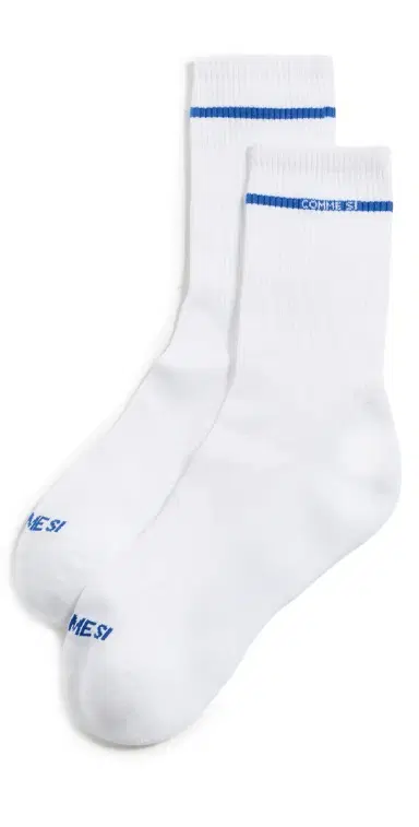 Comme Si The Tennis Socks White w/ Royal Blue 43-46 | Thumbnail 1