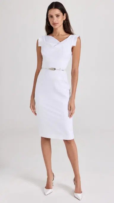 BLACK HALO Jackie O Belted Dress White 0 | Thumbnail 5