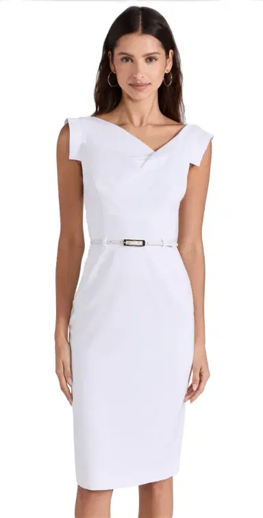 BLACK HALO Jackie O Belted Dress White 0 | Thumbnail 1