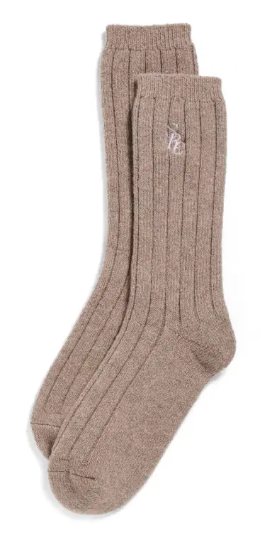 Sporty & Rich SRC Cashmere Socks Tapioca One Size | Thumbnail 1 Sporty & Rich SRC Cashmere Socks Tapioca One Size | Thumbnail 1