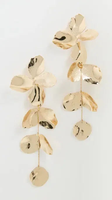 SHASHI Ruellia Large Earrings Gold One Size | Thumbnail 2