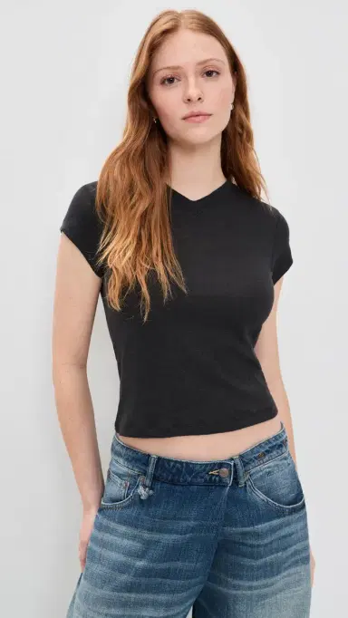 IRO Sybel Linen V Neck Tee Black L | Thumbnail 2 IRO Sybel Linen V Neck Tee Black L | Thumbnail 2