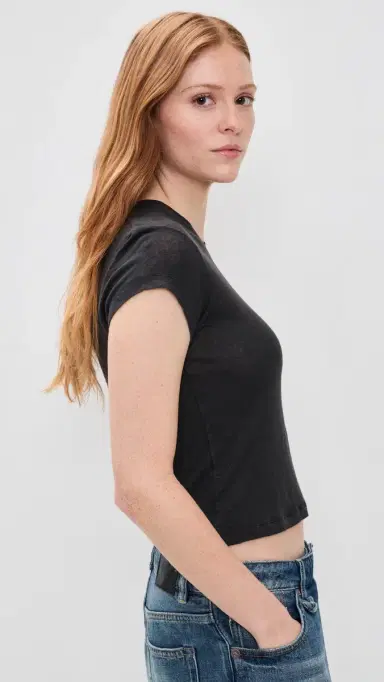 IRO Sybel Linen V Neck Tee Black L | Thumbnail 4 IRO Sybel Linen V Neck Tee Black L | Thumbnail 4