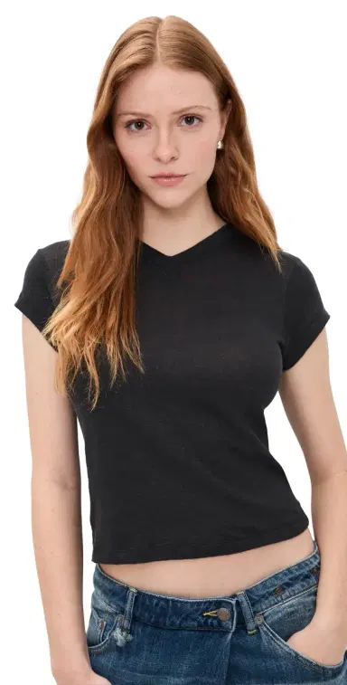 IRO Sybel Linen V Neck Tee Black L | Thumbnail 1 IRO Sybel Linen V Neck Tee Black L | Thumbnail 1