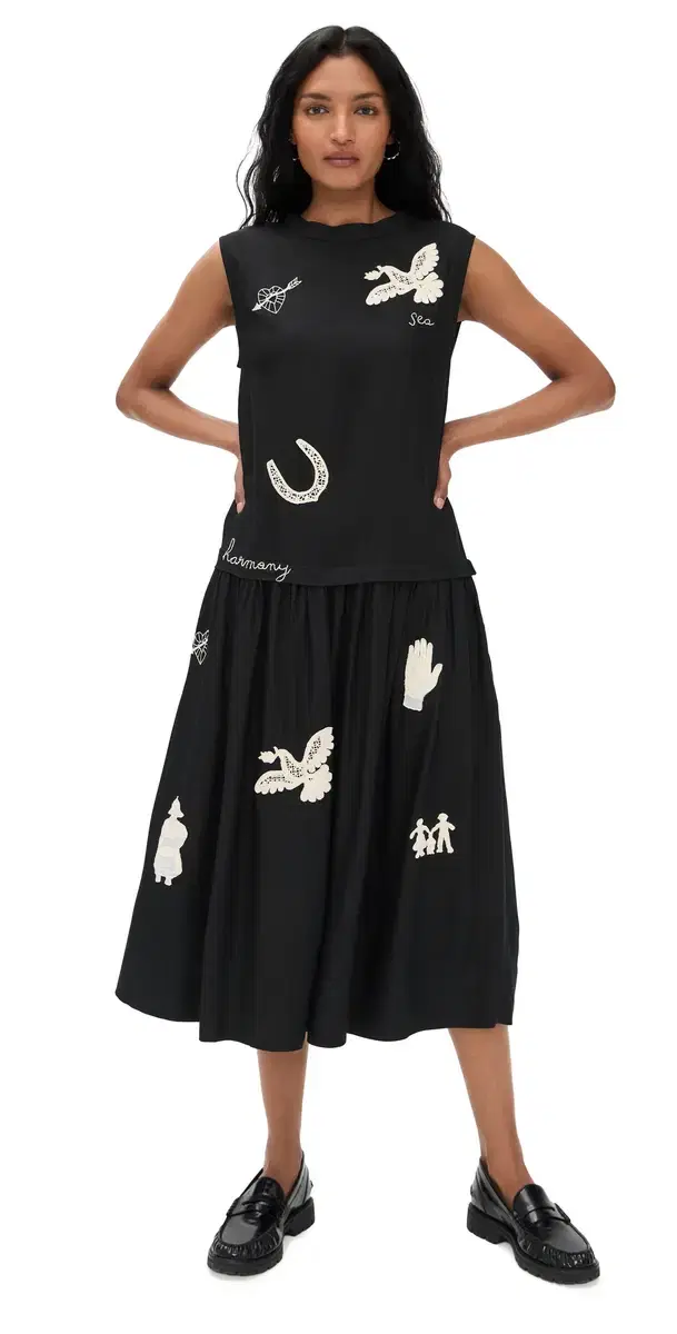 Ellison olid Tank Midi Dress Black