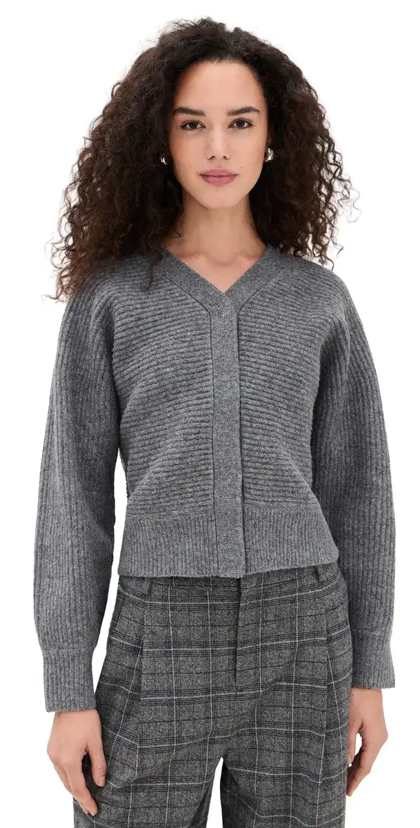 LE BOP ira Stitched Cardigan Charcoal