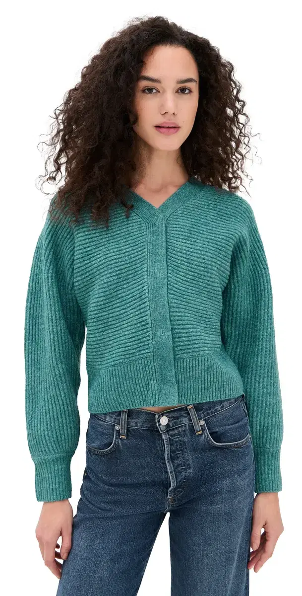 LE BOP ira Stitched Cardigan Teal