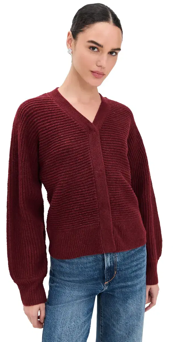 LE BOP Mira titched Cardigan Cabernet