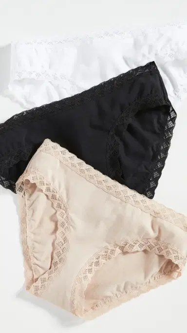 Natori Bliss Girl Briefs 3 Pack Black/Cafe/White L | Thumbnail 2