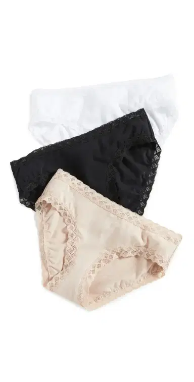Natori Bliss Girl Briefs 3 Pack Black/Cafe/White L | Thumbnail 1